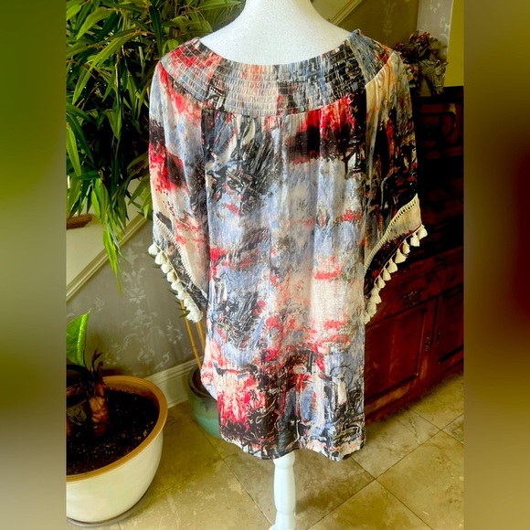 Urban Mangoz ladies, large pullover, top tassel sleeves and front colorful - Picture 4 of 12